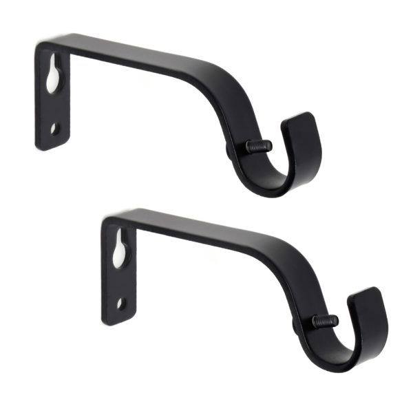 Curtain Rod Brackets, Satin Nickel, Set of 2, Premium Steel Cafe Rod ...