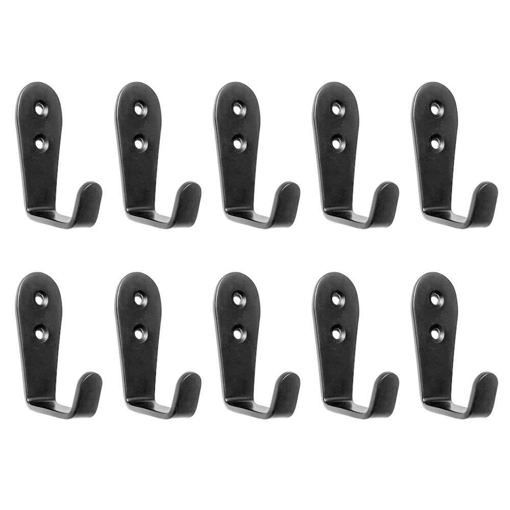 Wall Mounted Coat Hook, 10 Pack, Black Robe Hooks Cloth Hanger Coat ...