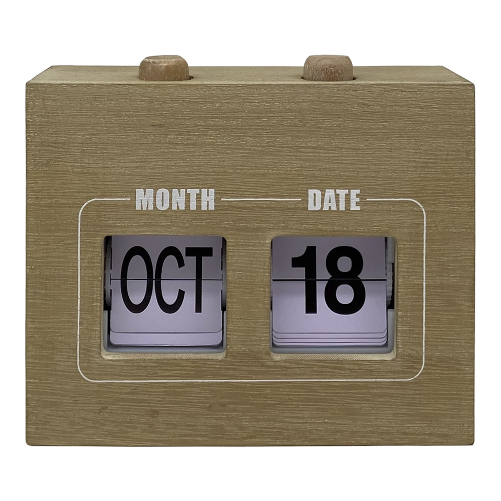 Perpetual Desktop Calendar, Wood with Push Button Month and Date Changer, Home Office Decorative 3D Calendar for Table Desk Display, Desk Art - Image 1
